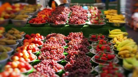 Fruit and vegetable stall Stock Footage