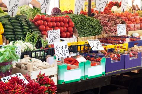 Fruit and vegetable stall Stock Photos