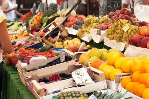 Fruit and vegetable stall Stock Photos
