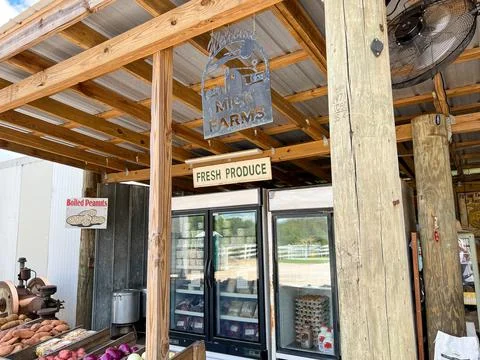 The fruit and vegetable stand at Mick Farms in Orlando, Florida. Stock Photos