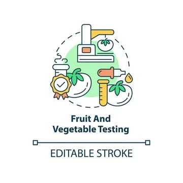 Fruit and vegetable testing concept icon Stock Illustration