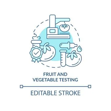 Fruit and vegetable testing turquoise concept icon Stock Illustration