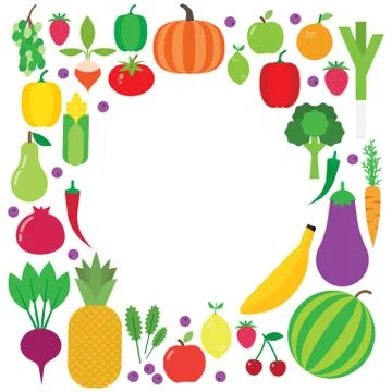Fruit and vegetable vector background. Stock Illustration