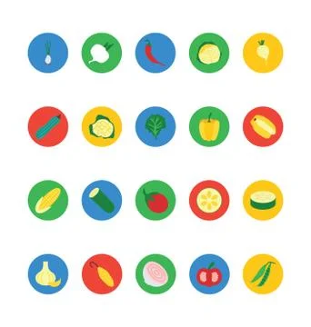 Fruit and Vegetable Vector Icons Set Stock Illustration