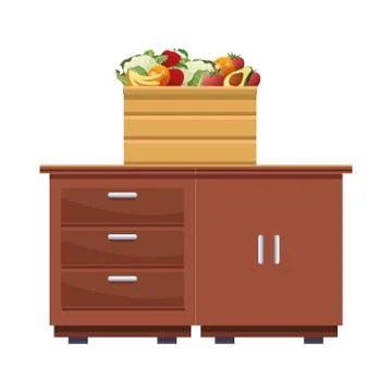 Fruit and vegetables crates Stock Illustration
