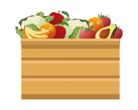 Fruit and vegetables crates Stock Illustration
