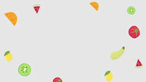 Fruit and vegetables frame with copy space loop Animation video transparent.. Stock Footage 234584610