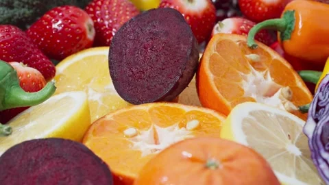 Fruit And Vegetables-Macro Slow Motion Cinematic Video Vídeo Stock 335414548