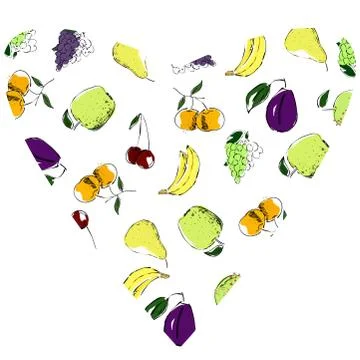 Fruit and vegetables pattern Stock Illustration