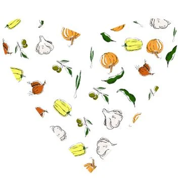 Fruit and vegetables pattern Stock Illustration