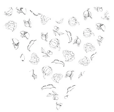 Fruit and vegetables pattern Stock Illustration