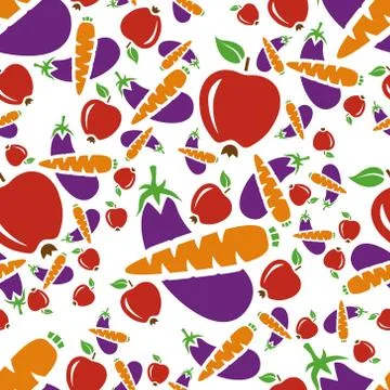 Fruit and vegetables seamless pattern Stock Illustration