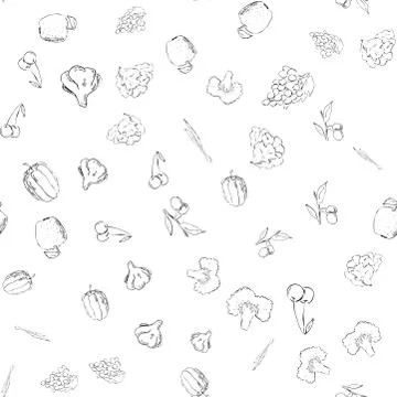 Fruit and vegetables seamless pattern Stock Illustration