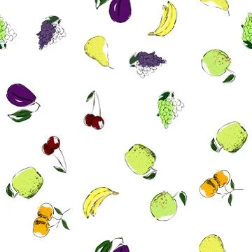Fruit and vegetables seamless pattern Stock Illustration