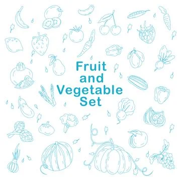 Fruit and vegetables set Stock Illustration