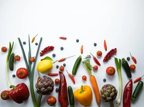 Fruit and vegetables on the white background 写真素材