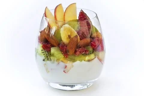 Fruit and yogurt Stock Photos