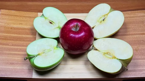Fruit Apples Sliced Stop Motion Stock Footage 306728514