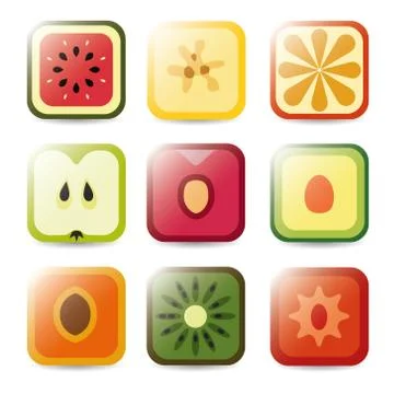 Fruit application icons Stock Illustration