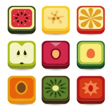 Fruit application icons Stock Illustration