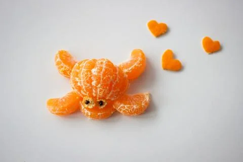 Fruit Art Tangerine Turtle Stock Photos