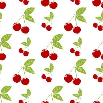 Fruit background Seamless pattern with hand drawn sketch cherry vector illust 스톡 일러스트