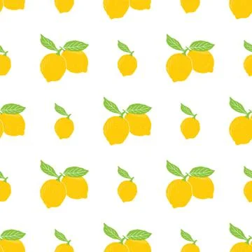 Fruit background Seamless pattern with hand drawn sketch lemon vector illustr Illustrazione stock