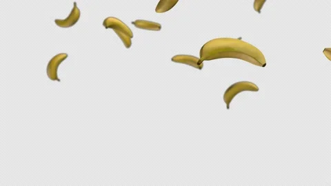 The fruit of the banana peel falling down, falling on top. 3D-animation. Selecti Stock Footage 147017755