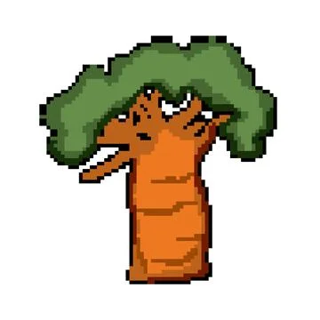 Fruit baobab tree pixel art vector illustration Stock Illustration
