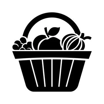 Fruit basket black vector icon on white background Stock Illustration