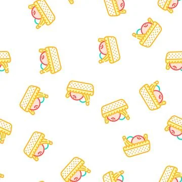Fruit basket in canteen vector seamless pattern Stock Illustration