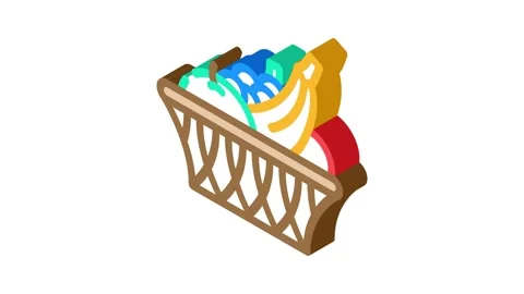 Fruit basket home interior isometric icon animation Stock Footage 327293794
