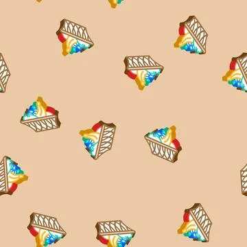 Fruit basket home interior isometric icon seamless pattern イラスト素材