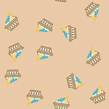 Fruit basket home interior vector seamless pattern Stock Illustration
