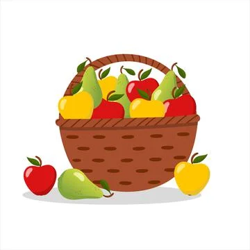 Fruit basket, isolated flat vector illustration Stock Illustration
