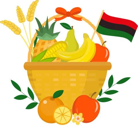 Fruit basket kwanzaa icon flat style. Vector illustration Illustrazione stock