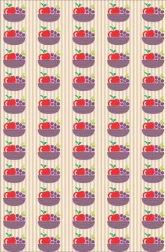 Fruit Basket seamless pattern with strips background Stock Illustration