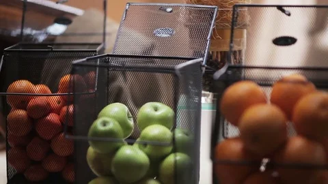 Fruit baskets at the buffet in the restaurant Stock Footage 83949231