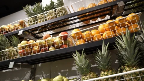 Fruit Baskets Hanging From Wall 库存影片 87454545