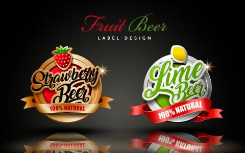Fruit beer label design Stock Illustration