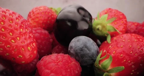 Fruit Berries Mix - Strawberry, Cherry, Blueberry, Raspberry Video stock 151232222