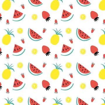 Fruit berry pattern, fruit background, watermelon berry mood. Stock Illustration