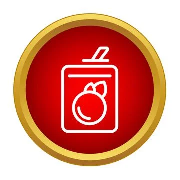 Fruit beverage carton with straw in red circle Stock Illustration