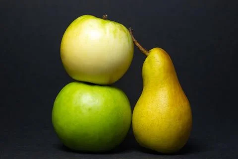 Fruit on a black background.  Stock Photos