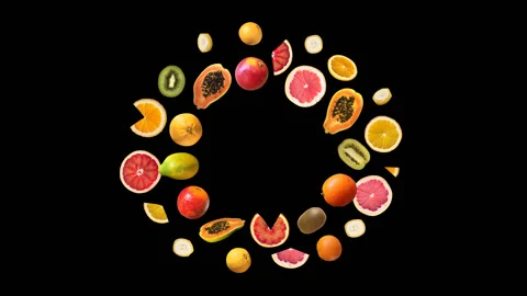 Fruit blast. Alpha channel Stock Footage 87342438