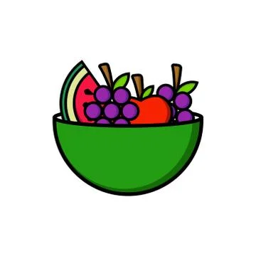 Fruit bowl flat icon. simple design editable. design vector illustration Stock-Illustration