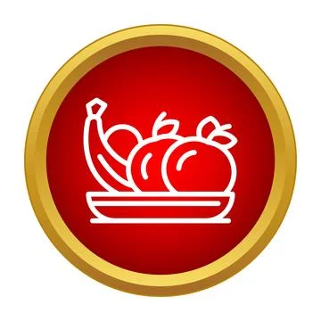 Fruit bowl icon symbol representing healthy eating and diet Stockillustratie