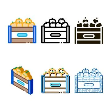 Fruit box container icon vector outline mix イラスト素材