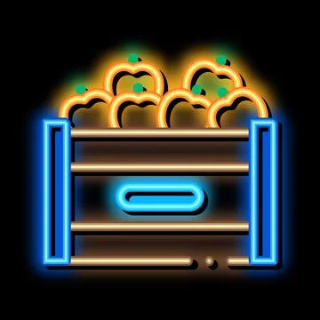 Fruit box container neon glow icon illustration Stock Illustration