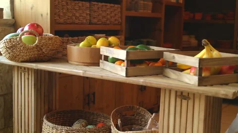 Fruit boxes on the table Stock-Footage 59348429